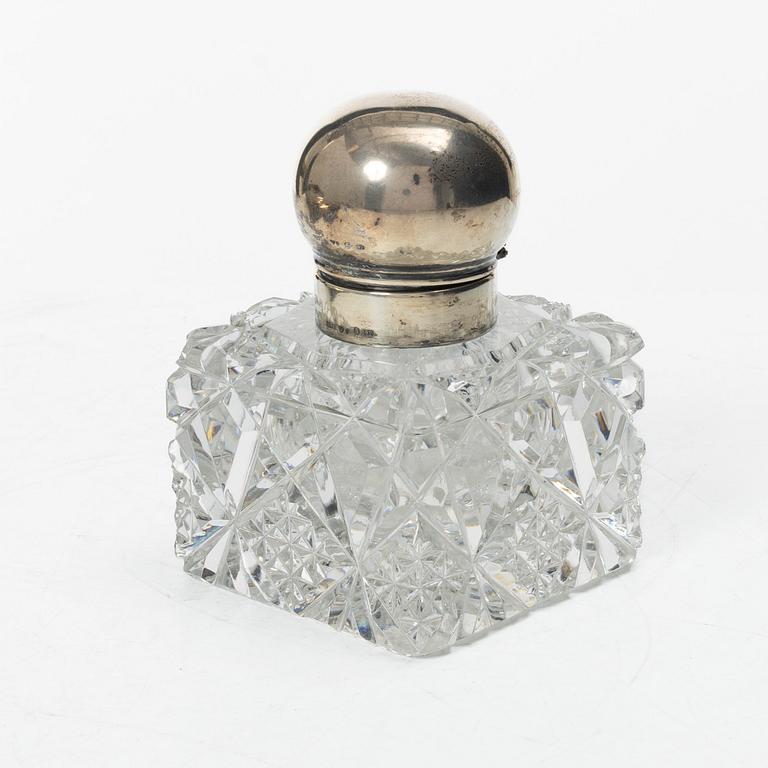 Jugend/Art Nouveau, CG Hallberg, writing desk, silver and glass, Stockholm 1916.