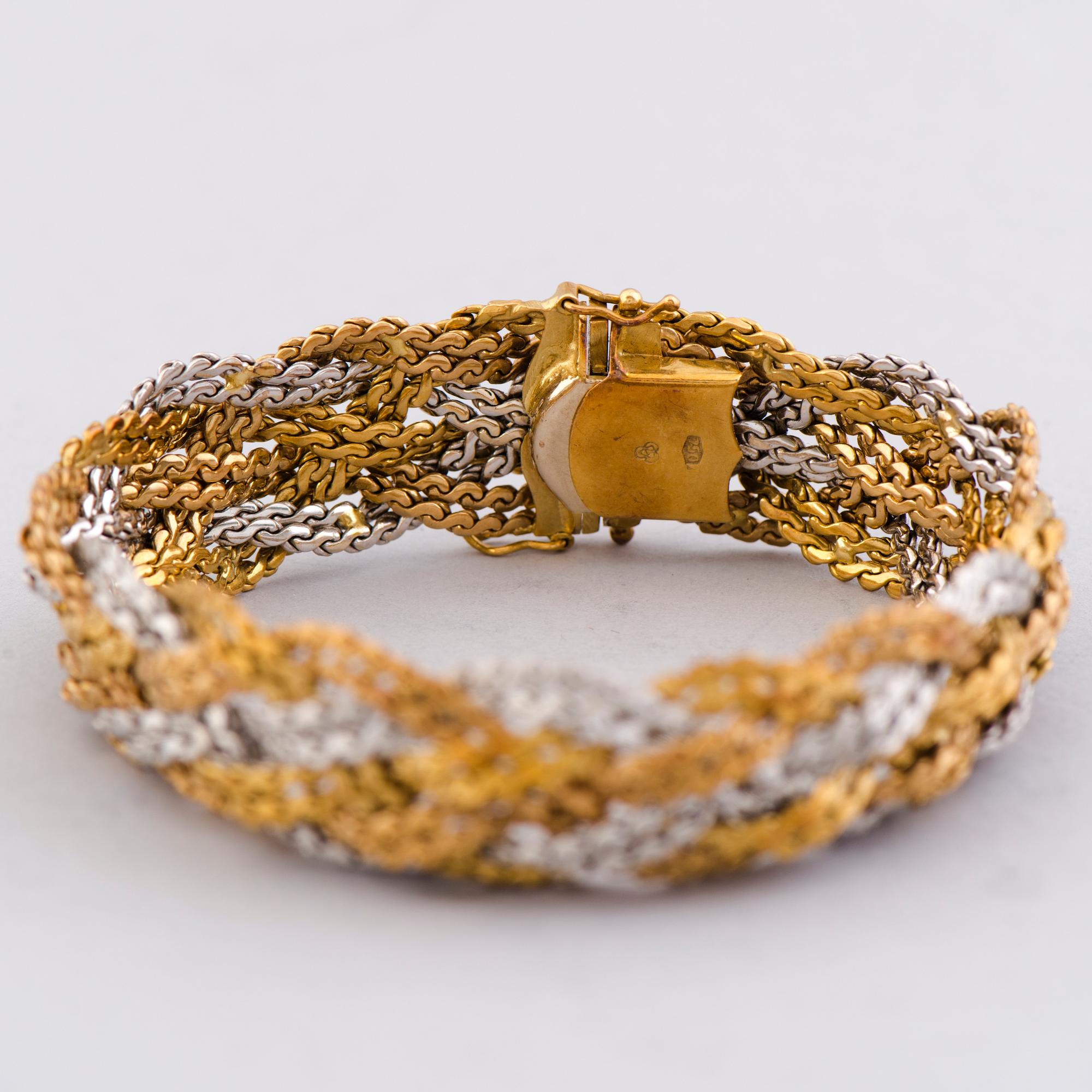 ARMBAND, 18K guld i tre färger.