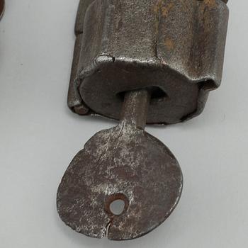 Six padlocks, ia Scandinavian padlocks from the 18th and 19th century.