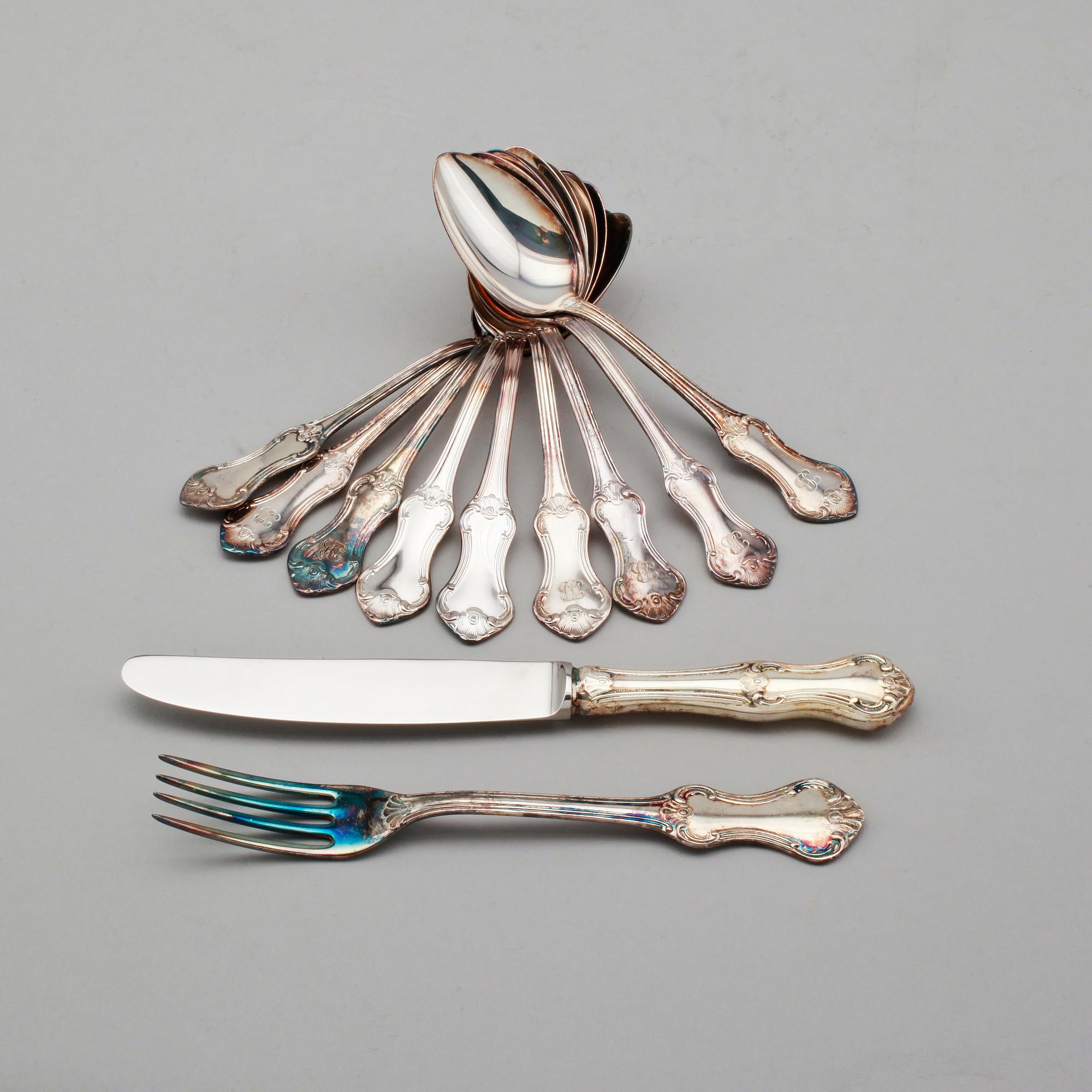 BESTICK, 11 delar, silver, Mema, 1970-tal. Vikt ca 385 gram.