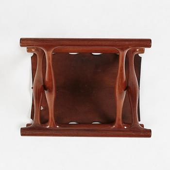 Poul Hundevad, a "Guldhøj" teak and leather Folding Stool for Vamdrup, Denmark 1960's.