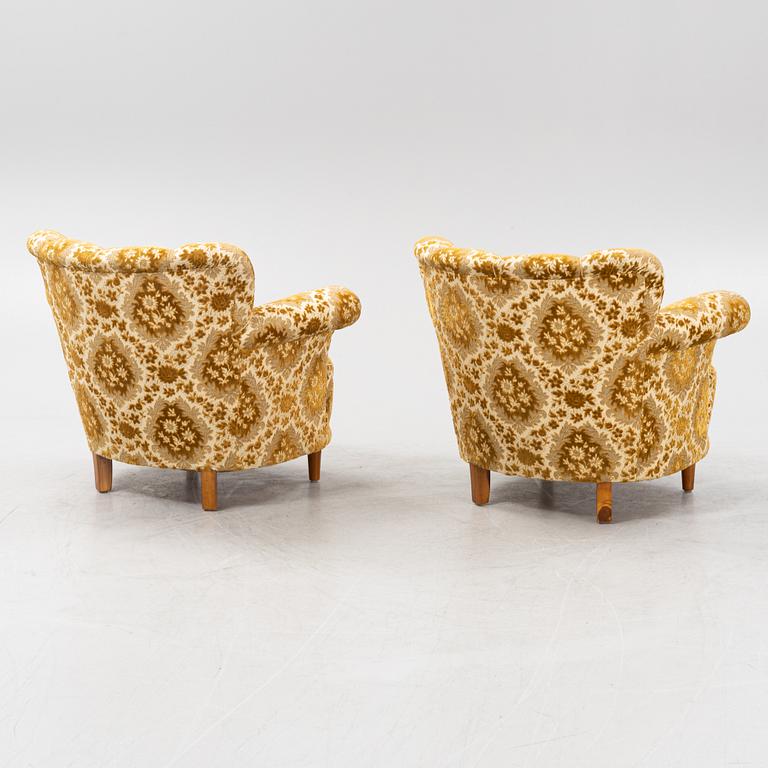 A pair of easy chairs, 1940's.