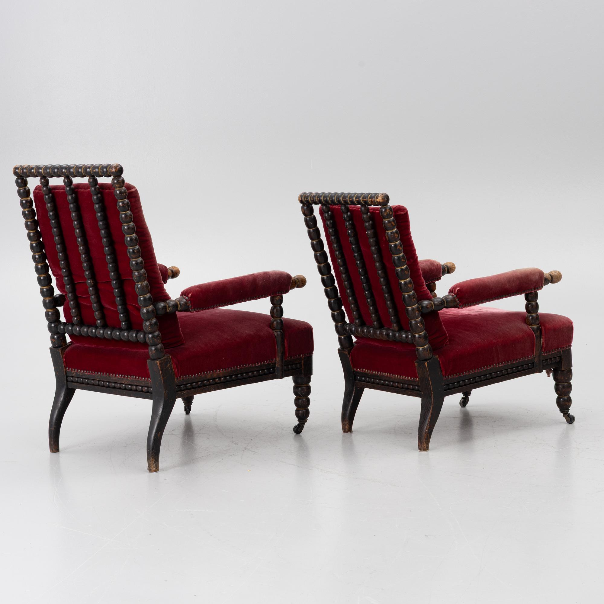 Armchairs, a pair, so-called “Bobbin Chair”, 19th century.
