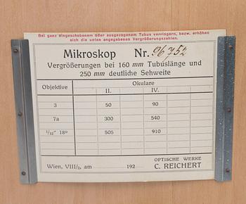 a Reichert  microscope, 20th century,