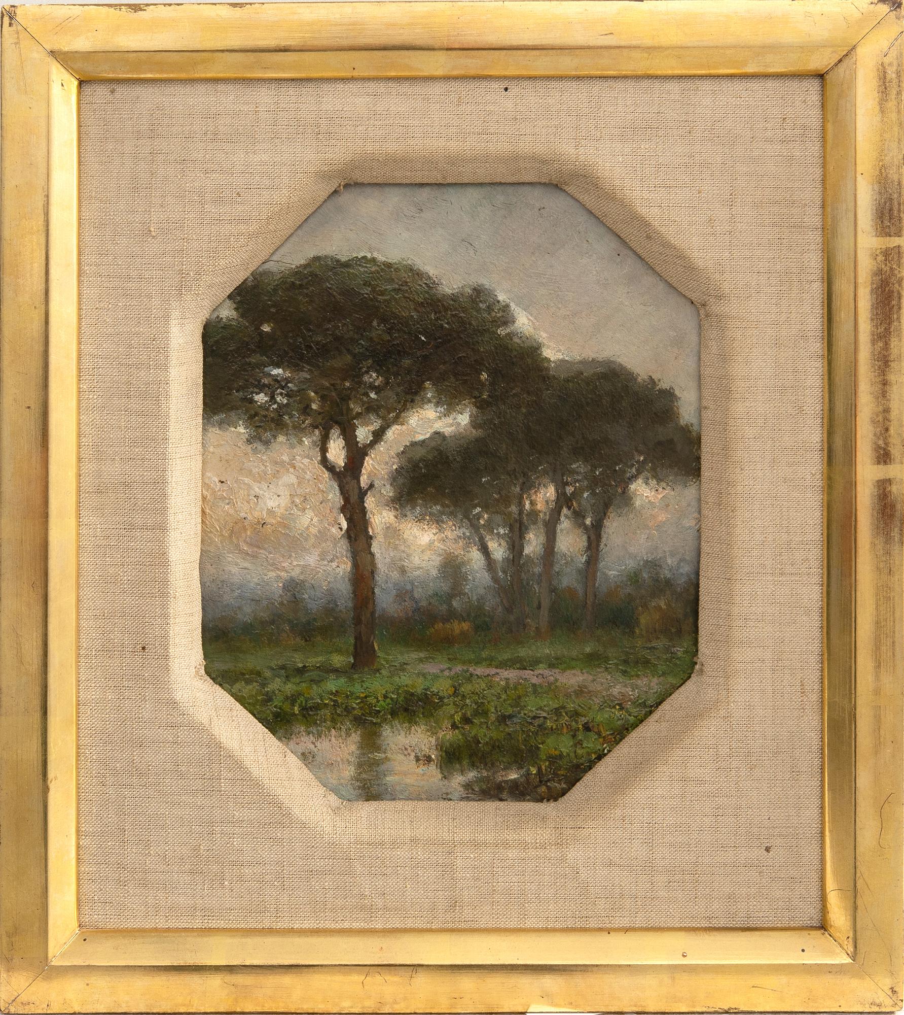 Unknown artist 19th/20th century, Trees by a watercourse.