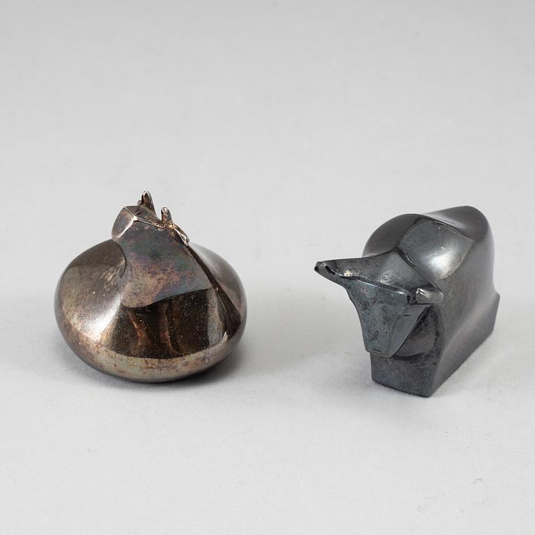 Two electro plated zinc figurines from Dansk Designs, Japan.