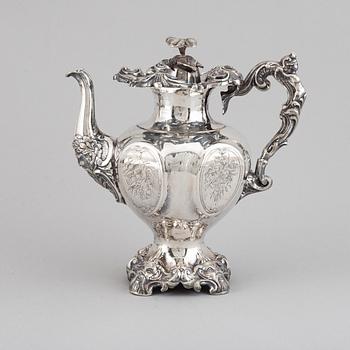 KAFFEKANNA, nysilver, 1800-tal. Nyrokoko.