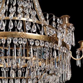 Ljuskrona, för sju ljus, från omkring år 1800, Sengustaviansk.