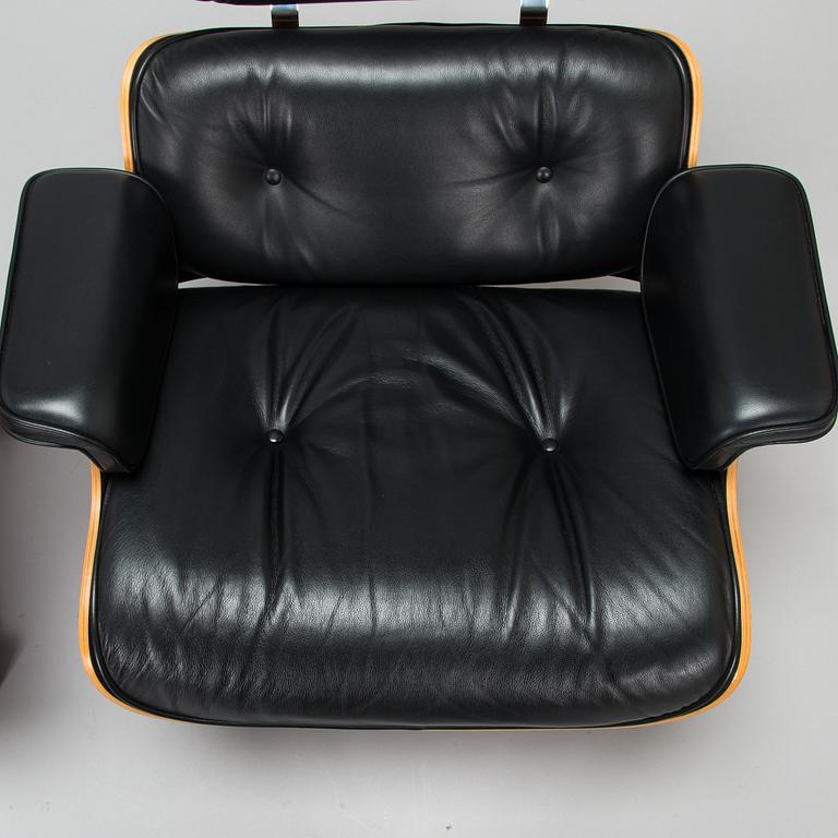 Charles and Ray Eames, a 'Lounge chair' and stool for Vitra 2006.