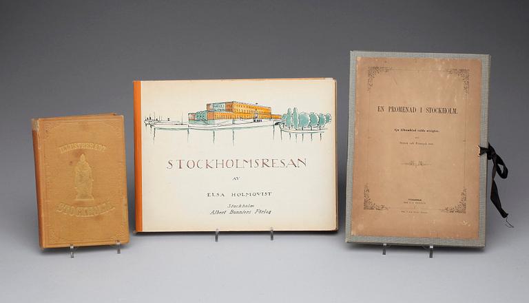 BÖCKER 2 st SAMT MAPP, Stockholmiana, 1800-1900-tal.