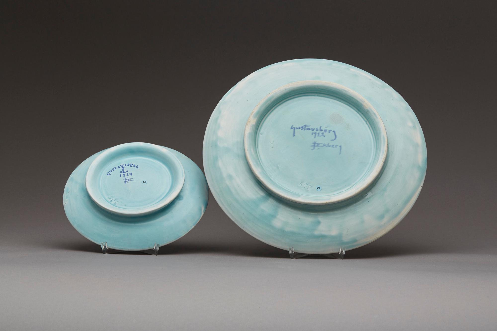 FAT, 2 st, flintgods, "Sgrafitto", Josef Ekberg, Gustavsberg.