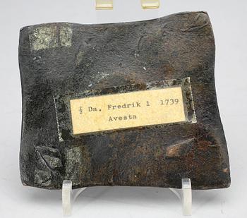 PLÅTMYNT, koppar, 1/2 daler silvermynt, Fredrik I, Sverige 1739.