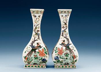 A pair of famille verte vases, Kangxi-style. (2).