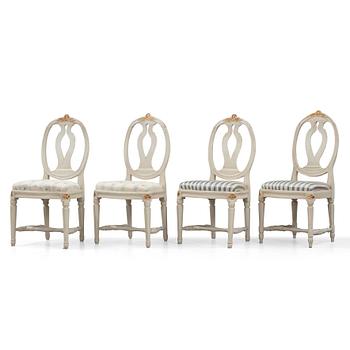 76. A set of four Gustavian chairs by M. Lundberg the elder (master in Stockholm 1775-1812).