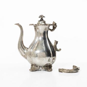 Nyrokoko, 1820, A swedish silver coffee pot, mark of Christian Hammer, Stockholm 1859.