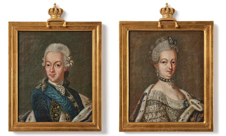 Ulrica Fredrica Pasch, tillskrivna, "Gustav III" (1746-1792) & "Sofia Magdalena" (1746-1813).