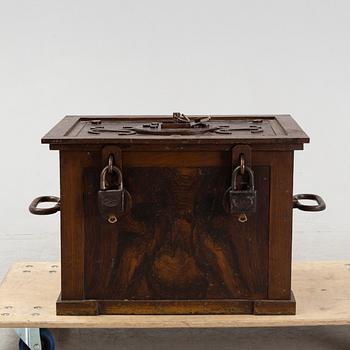 A steel strongbox from around the year 1900.