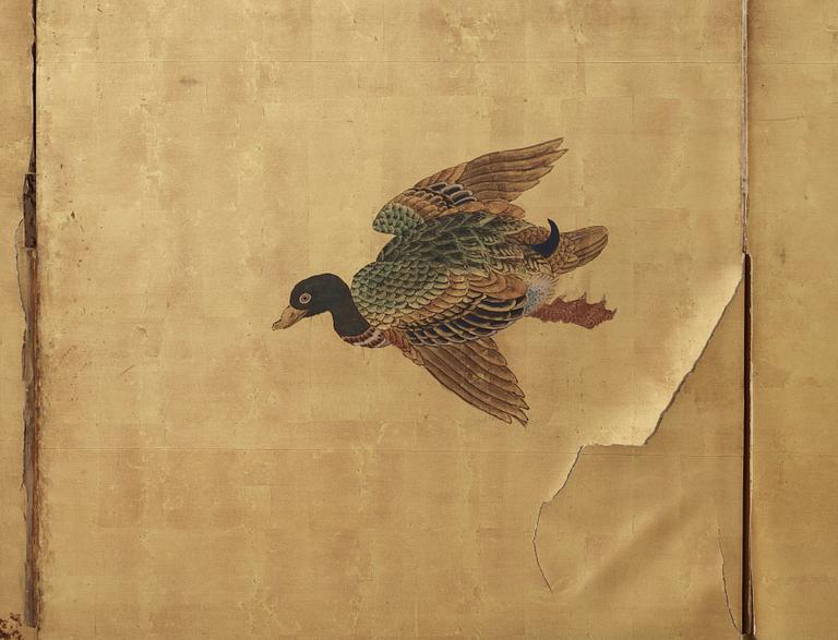 GOLVSKÄRM, 2 skärmar med tot 12 delar, Japan, 1800/1900-tal.