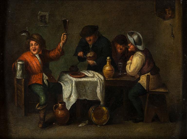 ADRIAEN BROUWER, Hans efterföljd, 1700-tal. Olja på pannå.