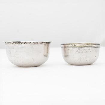 Two Swedish 18th century parcel-gilt silver tumbler, marks of Anders Hafrin, Gothenburg and Hans Langberg, Söderhamn.