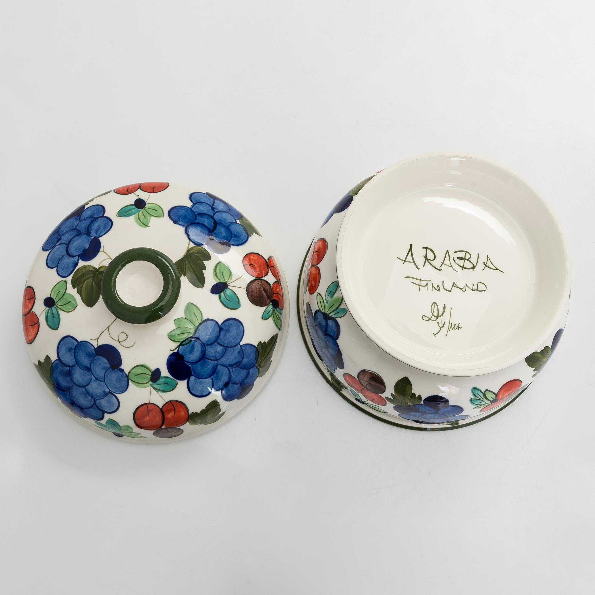 Dorrit von Fieandt, skål med lock,  "Palermo", keramik,  signerad DF, Arabia, Finland.