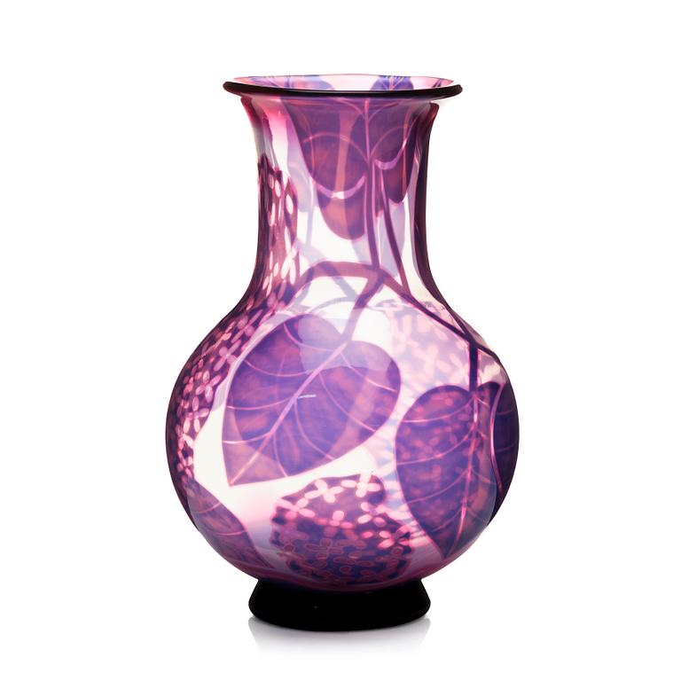 Eva Englund, a 'graal' glass vase, Orrefors, Sweden 1983.