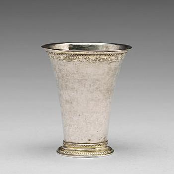 202. A Swedish 18th century parcel-gilt silver beaker, mark of Henrik Wittkopf, Stockholm 1752.