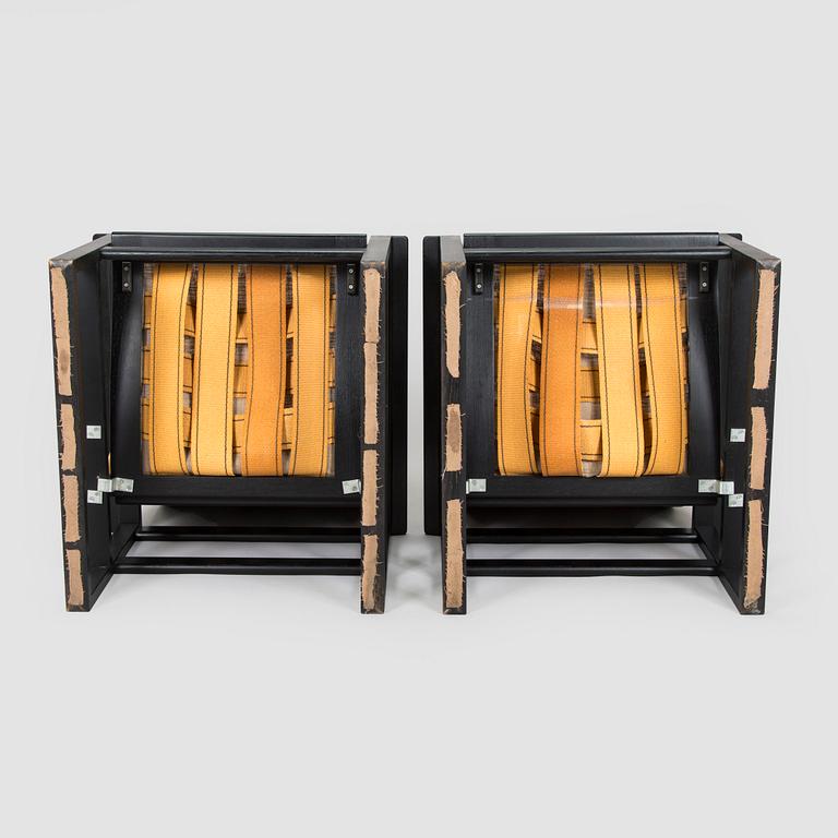 Børge Mogensen, armchairs, a pair model 2254, "Highback Easy Chair"/"Släden",  Fredericia Stolefabrik, Denmark.