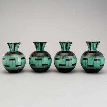 ILSE CLAESSON, "Serie V", vaser, 4 st,  flintgods. Rörstrand 1930-tal.