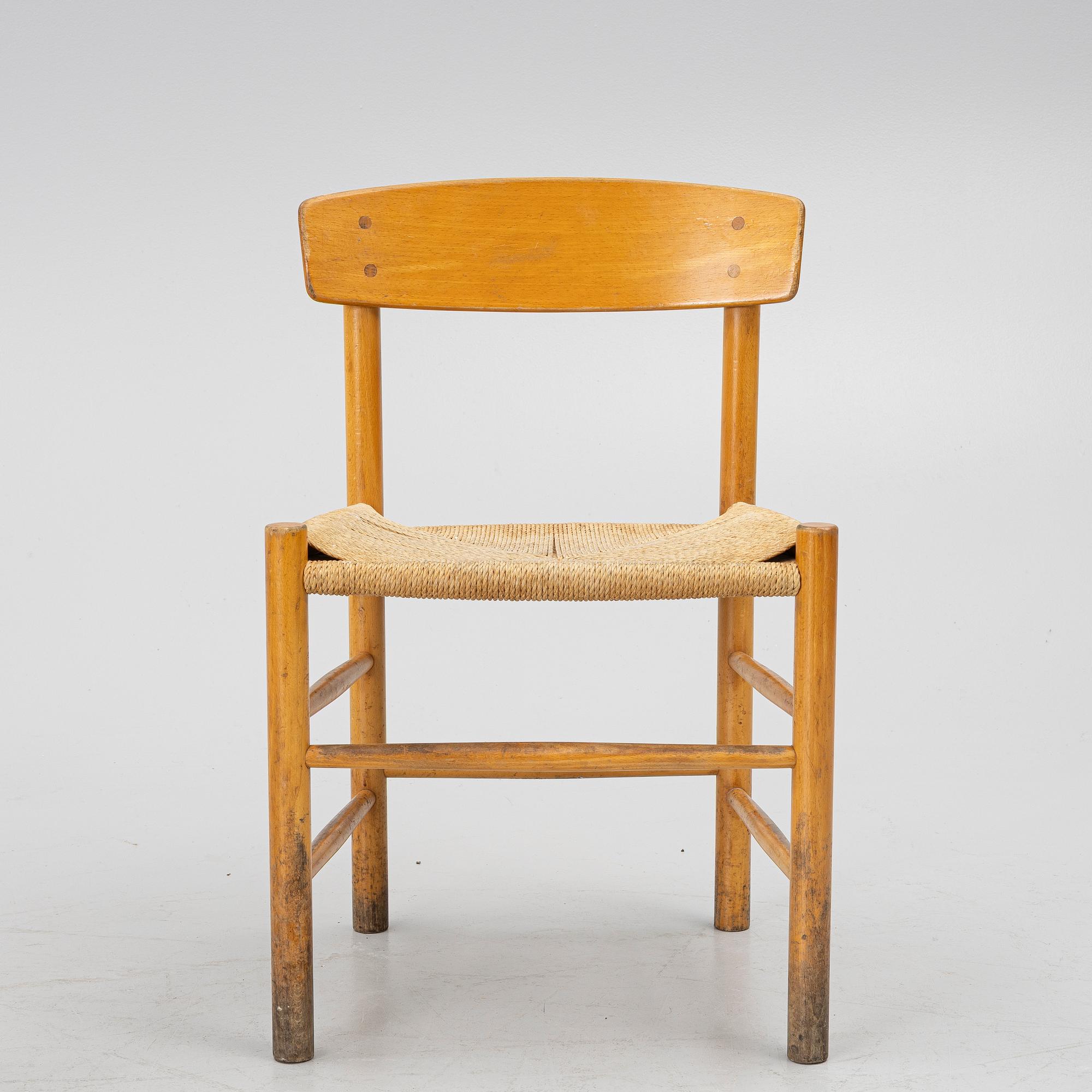 Børge Mogensen, 4 chairs, model J39. Fredericia Furniture Factory, Denmark.