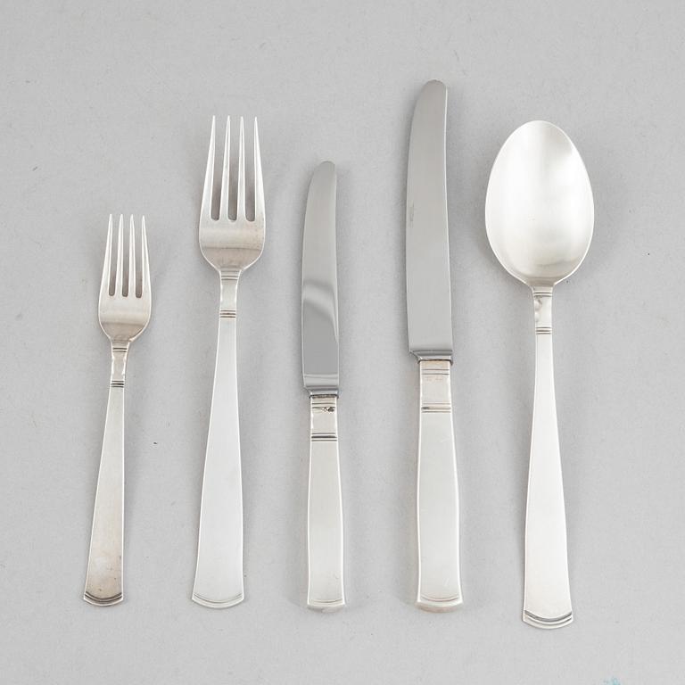 Jacob Ängman, a 41-piece silver flatware set, "Rosenholm,.