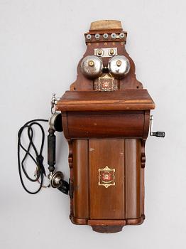 VÄGGTELEFON, Jydsk Telefon-Aktieselskab, tidigt 1900-tal.