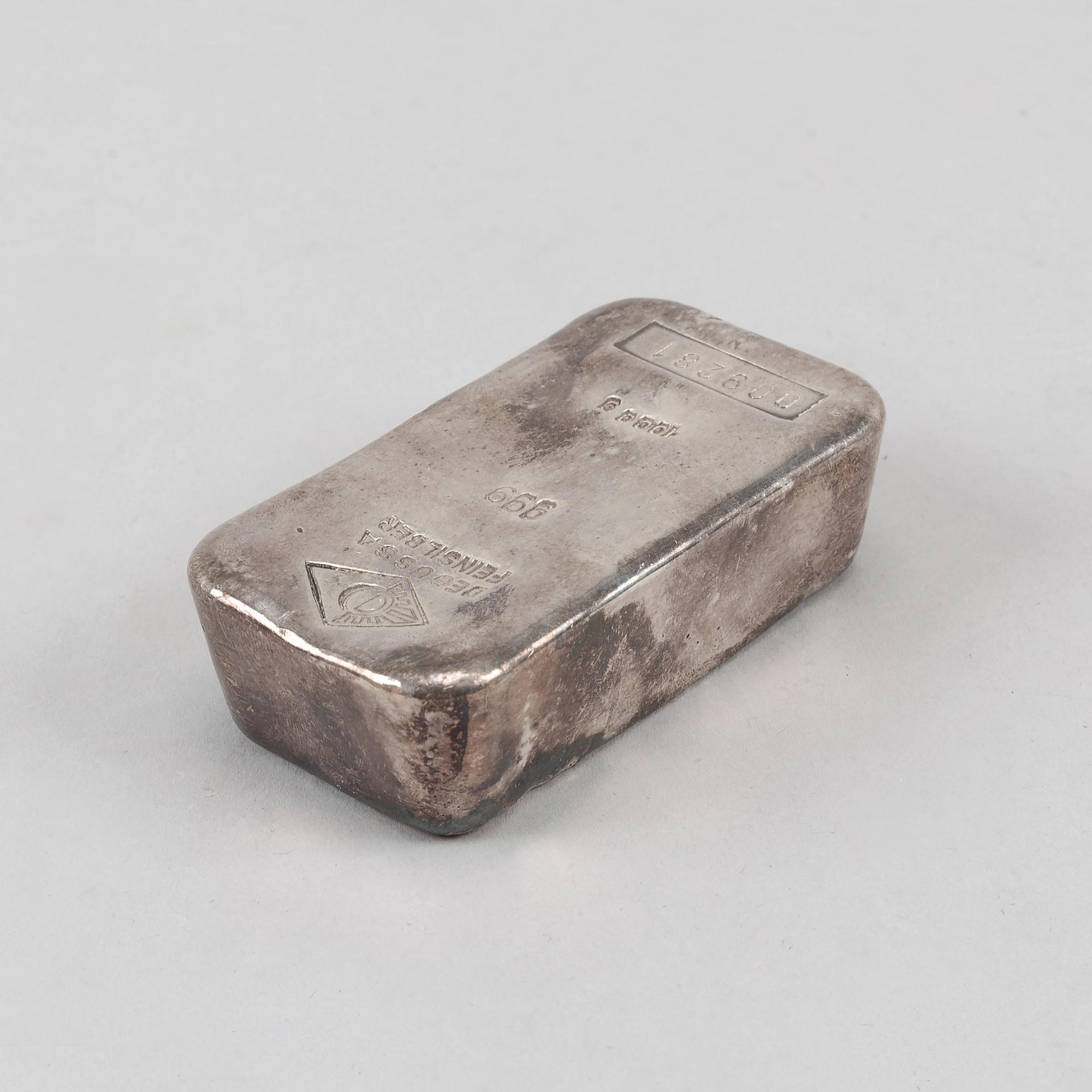 A silver bullion, degussa feinsilber, 999.0.