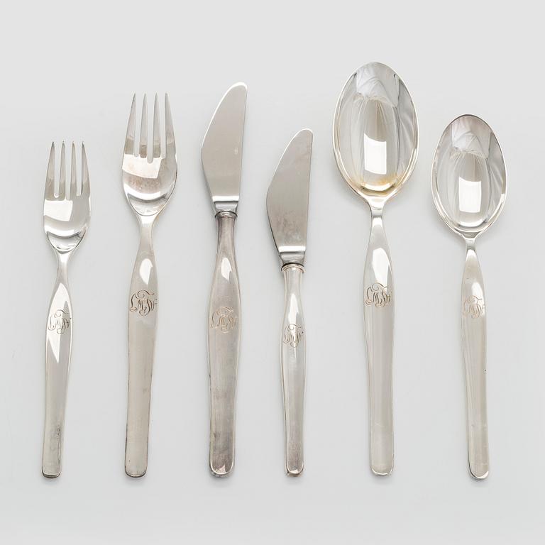 Tapio Wirkkala, a 72-piece set of 'Tapio' sterling silver cutlery, Kultakeskus Hämeenlinna Finland 1970-71.
