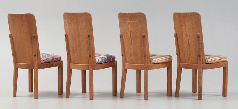 Axel Einar Hjorth, A set of four 'Lovö' pine chairs, Nordiska Kompaniet, NK, Sweden ca 1932.