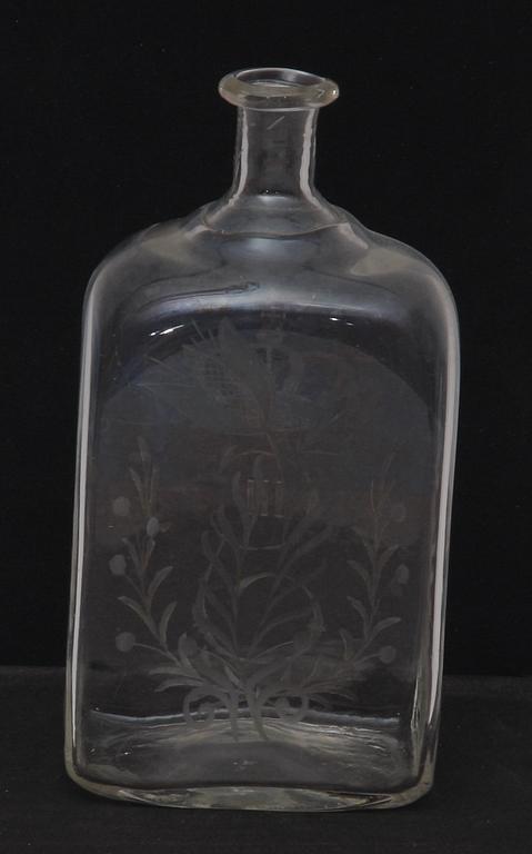 BRÄNNVINSFLASKA. Glas.