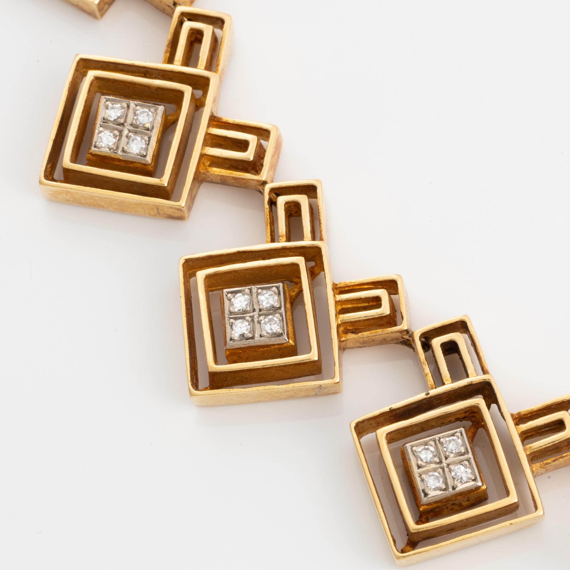 An Ilias Lalounis 18K gold necklace set with eight-cut diamonds.