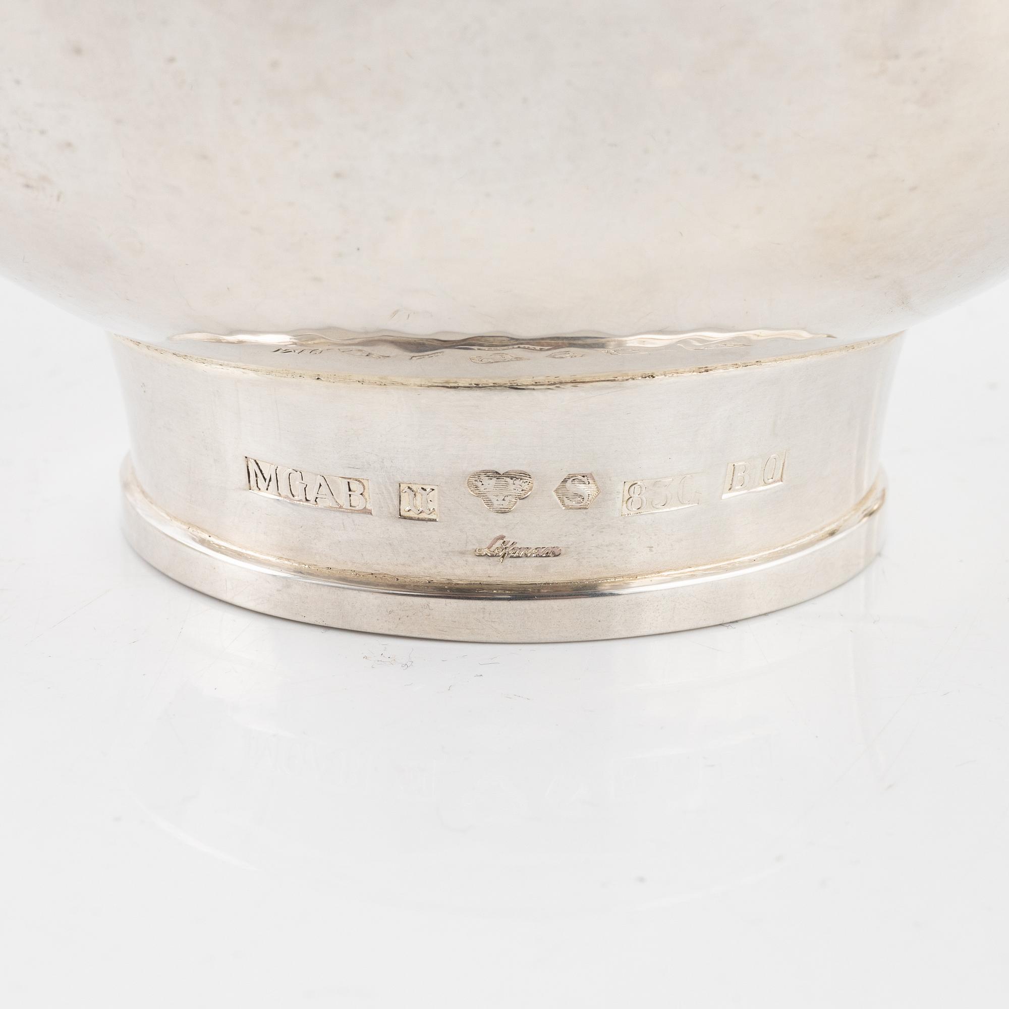 Skålar, 3 st, silver, bl.a. Eric Löfman för MGAB, Uppsala 1970-76.