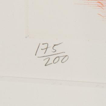 DAVID HOCKNEY, färgetsning och akvatint, signerad David Hockney och numrerad 175/200 med blyerts. Utförd 1976-77.