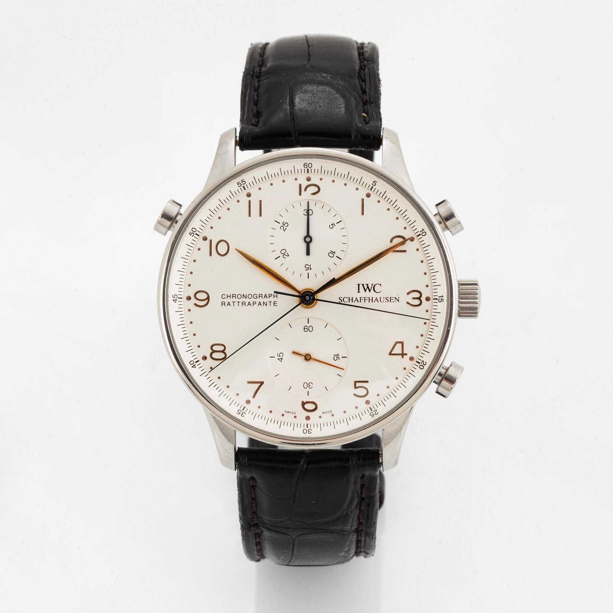 IWC, Schaffhausen, Portuguese, Rattrapante, chronograph(Split-Seconds), wristwatch, 41 mm.