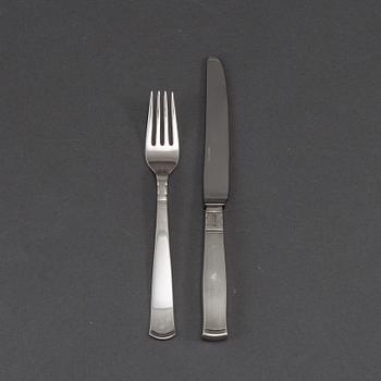 JACOB ÄNGMAN, 12+12 psc silver cutlery,  GAB, some Eskilstuna 1969.