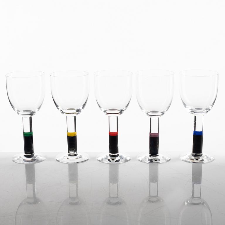 Gunnar Cyrén, 14 'Rainbow' wine glasses, Orrefors.