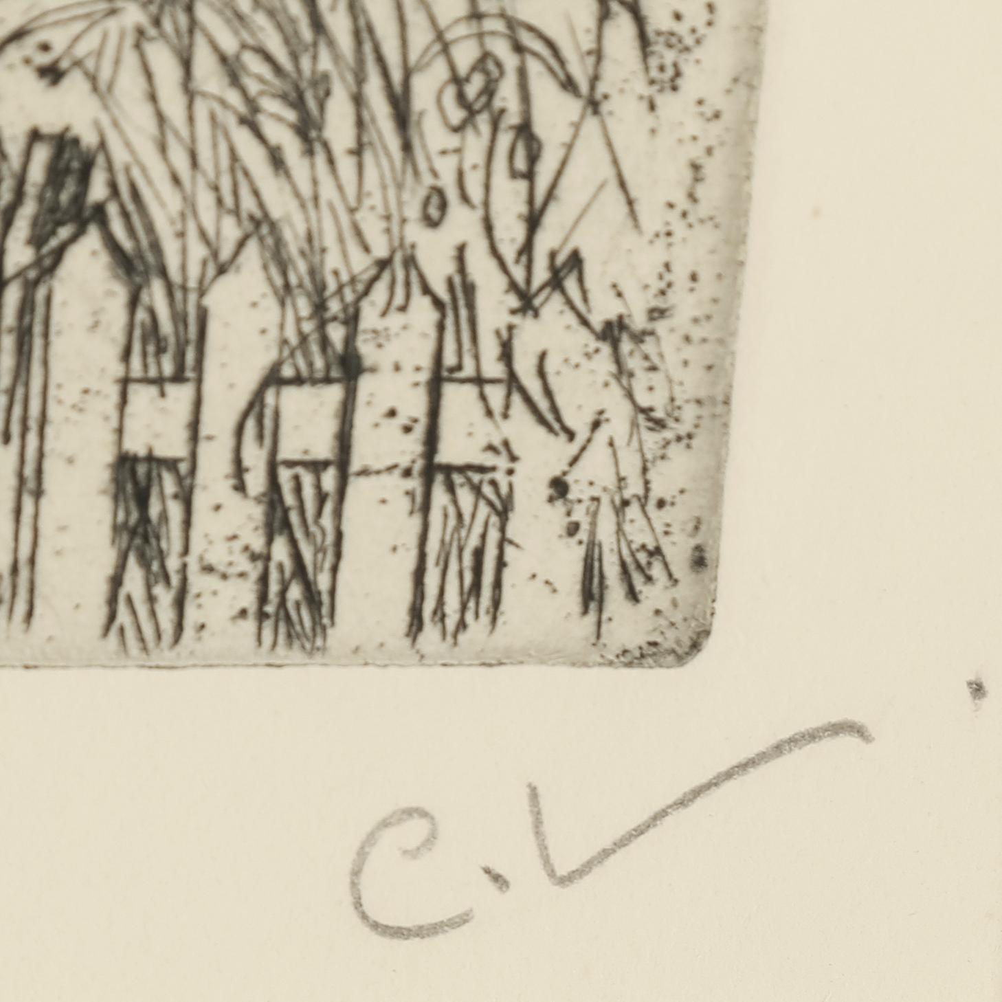 CARL LARSSON, etching, signed C.L. in pencil. Executed 1909. State 2. "Lisbeth play acting".