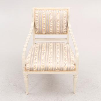 A late Gustavian open armchair, circa 1800.