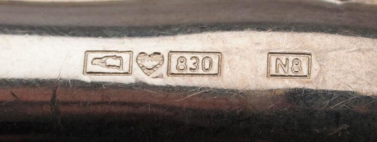 BESTICK, 32 delar, silver, "Chippendale", Auran Kultaseppä, Åbo 1990. Vikt tot. 1158,5 g.