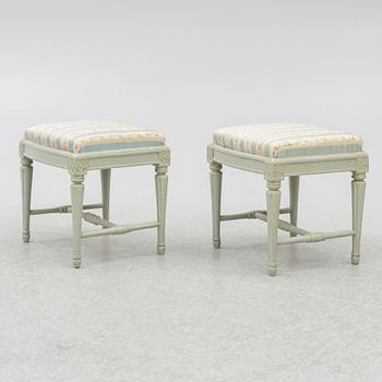 A pair of Gustavian stools, Sweden, late 18th century.