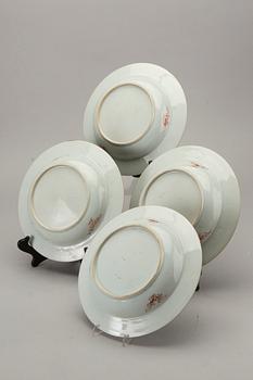 A set of four Chinese famille rose Qianlong porcelain plates.