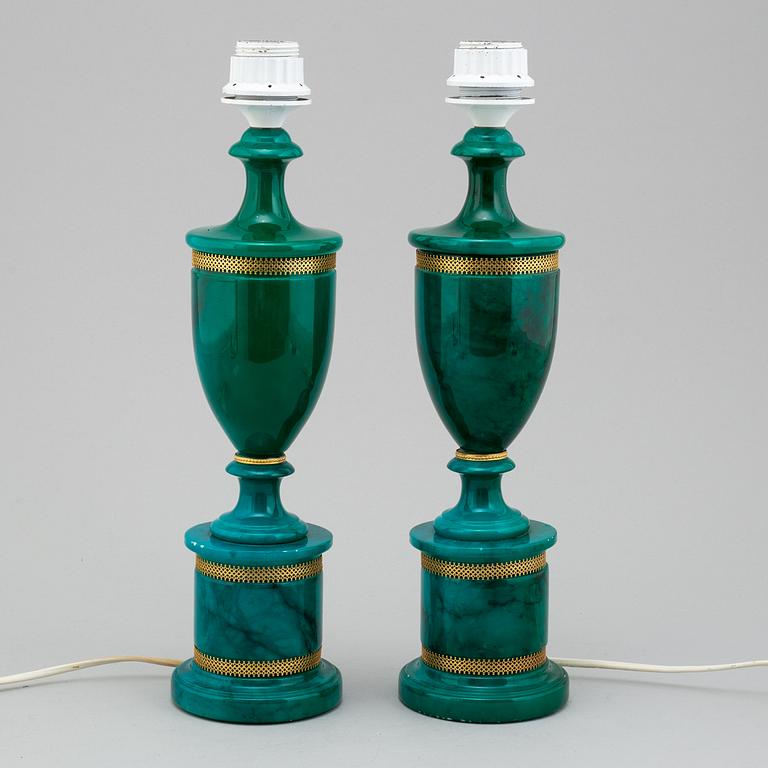 A pair of second half of the 20th century plaster table lights.