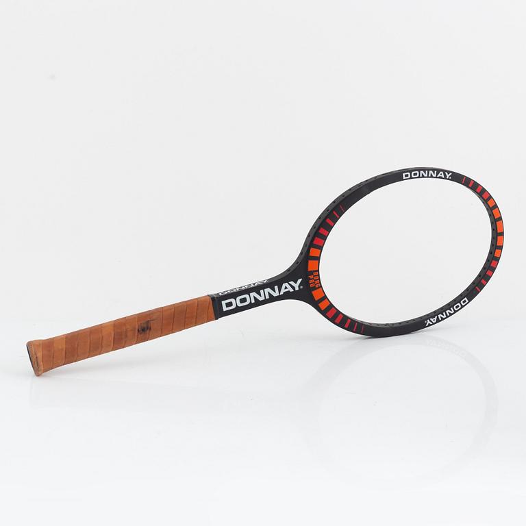 Three tennis rackets, Donnay Borg Pro. Specially made for Björn Borg, Lennar Bergelin, Mariana Simionescu.