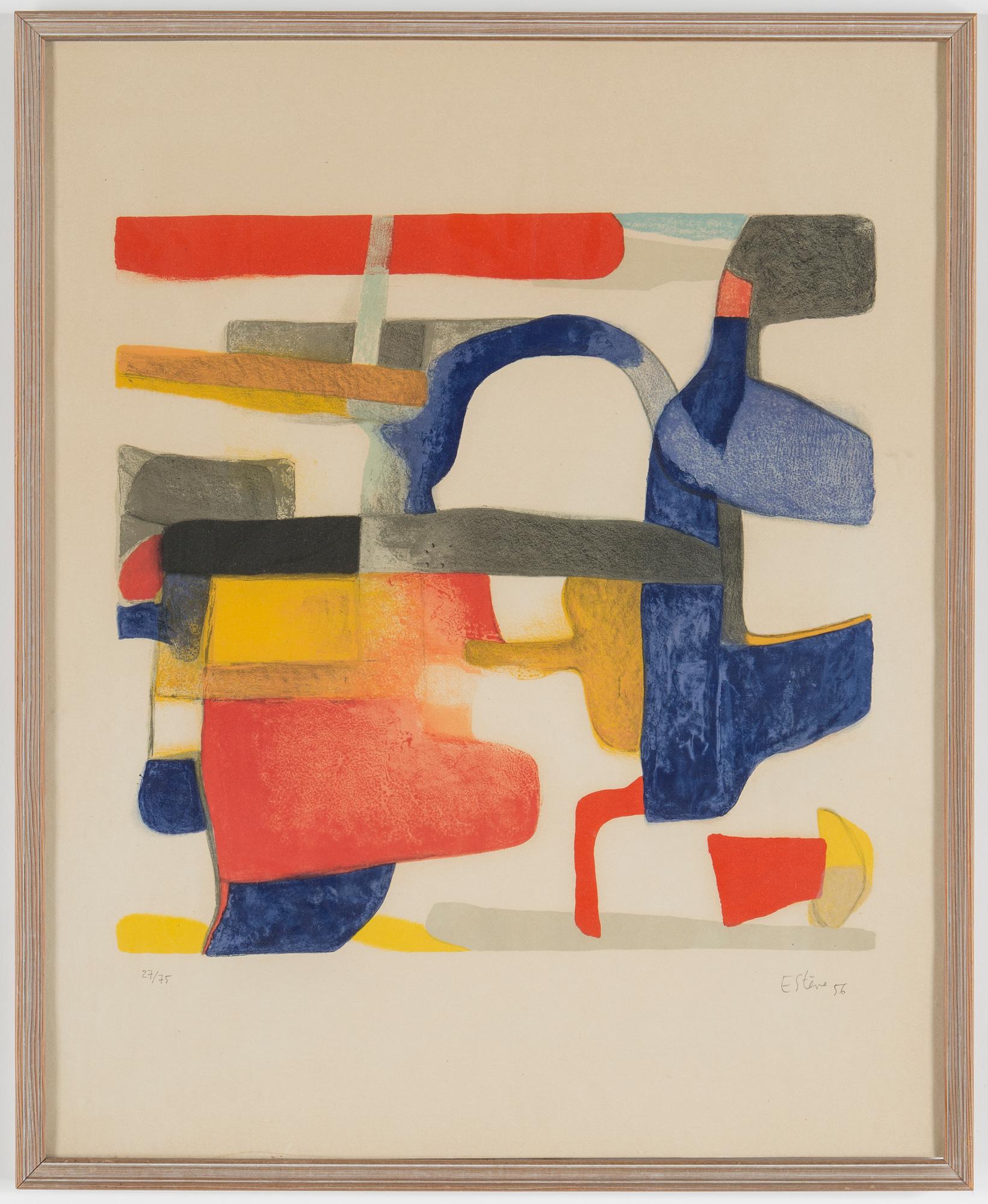 MAURICE ESTÈVE, Lithograph in colours, signed 27/75. Dated -56.